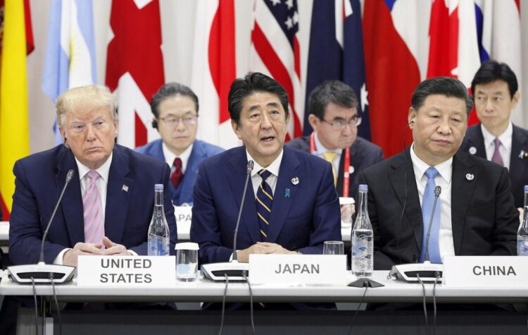 US President Trump and Chinese President Xi Jinping at G20 summit in Osaka 2019@ANSA