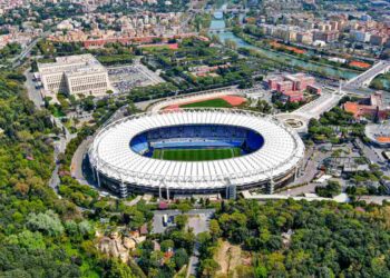 Una veduta aerea dello Stadio Olimpico di Roma