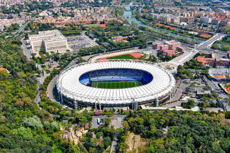 Una veduta aerea dello Stadio Olimpico di Roma