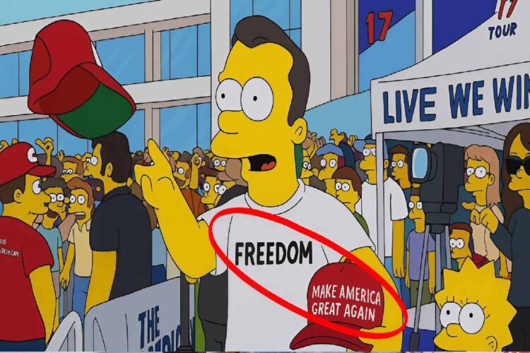 Uno screenshot del presunto episodio dei Simpson incentrato su Charlie Kirk