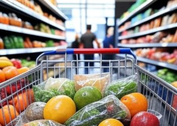 Un carrello della spesa dentro un supermercato