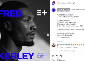 Il post Instagram in cui gli Enhanced Games annunciano la partecipazione di Kerley