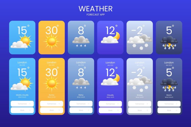 App meteo con previsioni metereologiche per diversi giorni della settimana