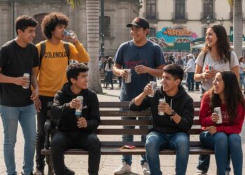 Adolescenti bevono bevande energetiche in Messico
