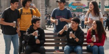 Adolescenti bevono bevande energetiche in Messico