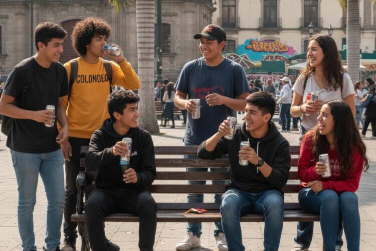 Adolescenti bevono bevande energetiche in Messico
