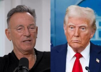 Un primo piano di Bruce Springsteen e Donald Trump