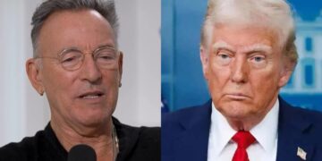 Un primo piano di Bruce Springsteen e Donald Trump