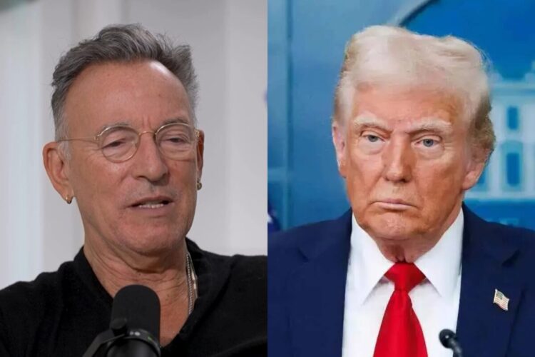 Un primo piano di Bruce Springsteen e Donald Trump