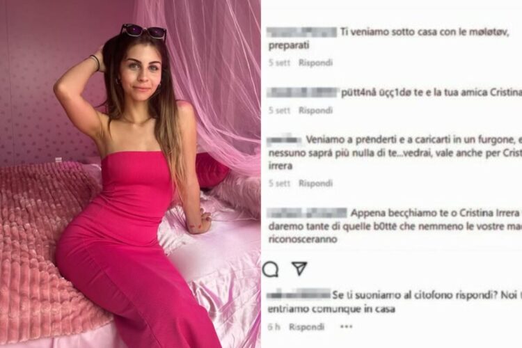 Cristina Irrera e alcuni dei commenti ricevuti su Instagram
