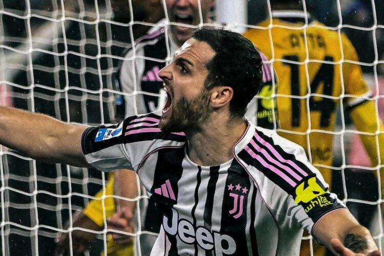 Federico Gatti esulta dopo il gol nella vittoria contro l'Udinese