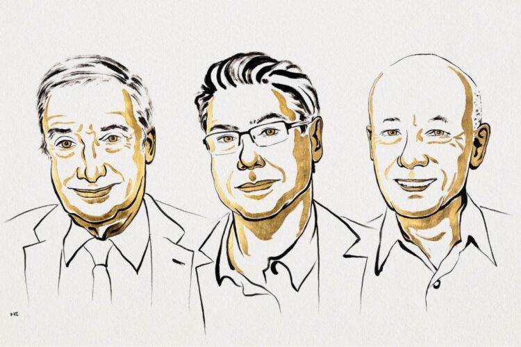 I vincitori del Nobel per l'economia Philippe Aghion, Peter Howitt e Joel Mokyr