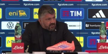 Il CT dell'Italia Gennaro Gattuso in conferenza stampa
