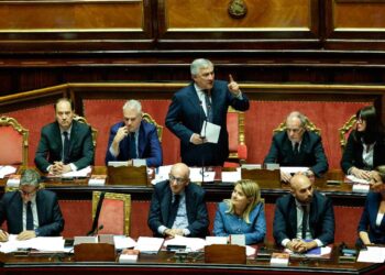 Il ministro degli Affari Esteri Antonio Tajani in Senato durante le comunicazioni sui recenti sviluppi della situazione nella Striscia di Gaza