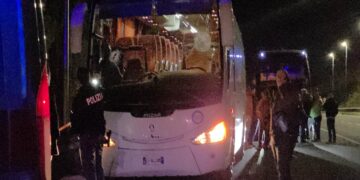 Il pullman sul quale viaggiavano i tifosi del Pistoia