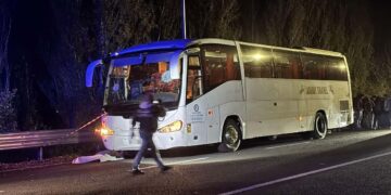 Il pullman sul quale viaggiavano i tifosi del Pistoia Basket