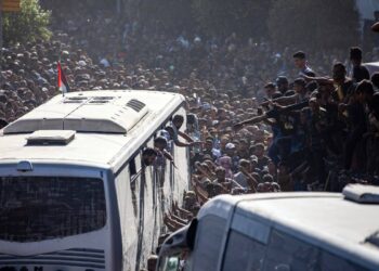 L'arrivo dei palestinesi liberati a Khan Yunis