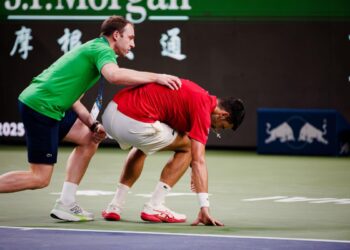 Nova Djokovic mentre viene soccorso