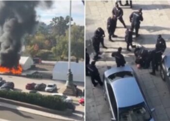 Spari e esplosioni davanti al Parlamento di Belgrado