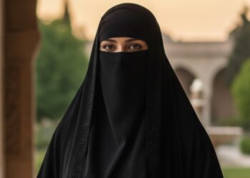Una donna di fede islamica indossa il velo integrale