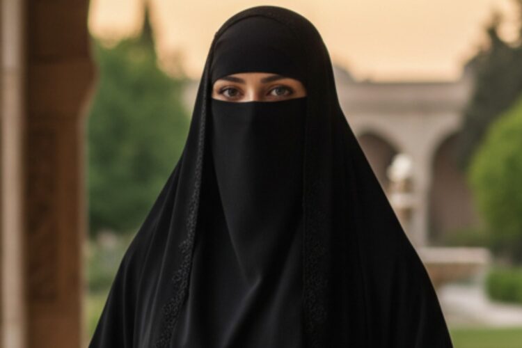 Una donna di fede islamica indossa il velo integrale