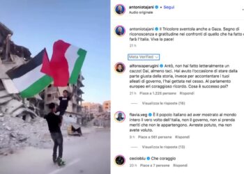 Il post pubblicato su Instagram da Tajani per Gaza