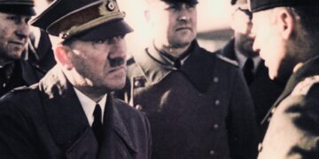 Adolf Hitler durante un incontro con alcuni soldati