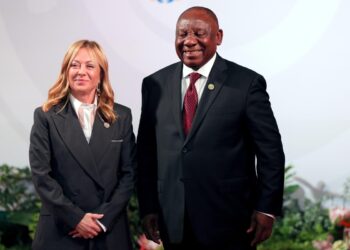 Cyril Ramaphosa insieme a Giorgia Meloni al G20 di Johannesburg