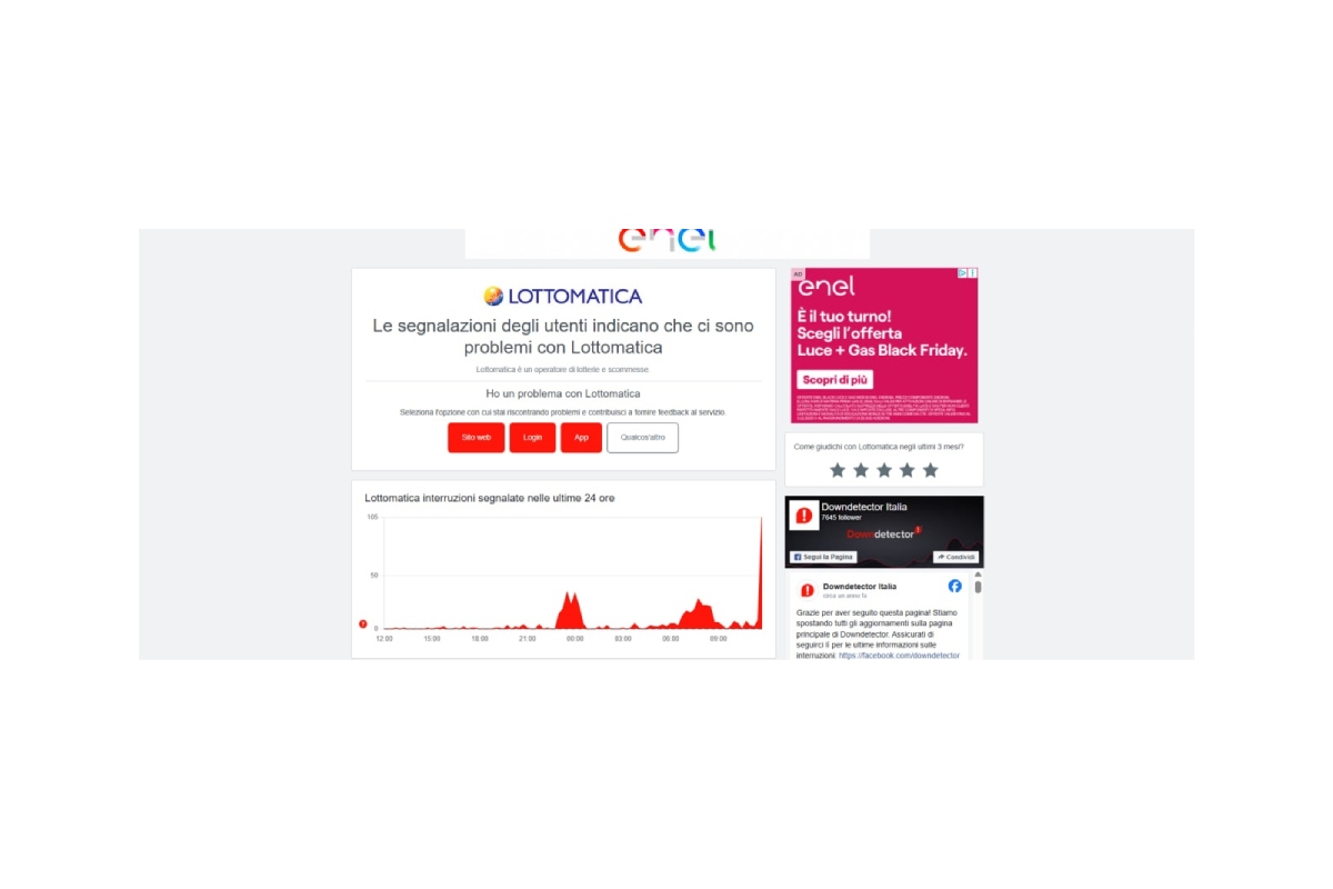 Segnalazioni su downdetector