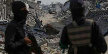 Soldati dellle brigate Al-Qassam, il braccio armato di Hamas