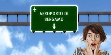 Un cartello che indica l'aeroporto di Orio al Serio