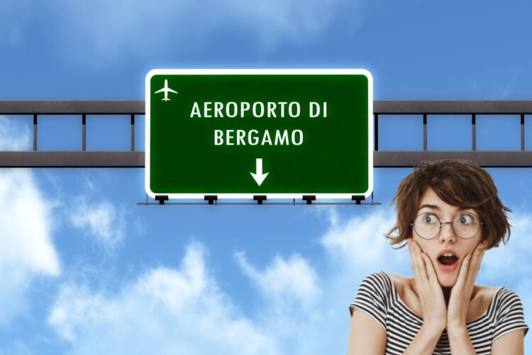 Un cartello che indica l'aeroporto di Orio al Serio