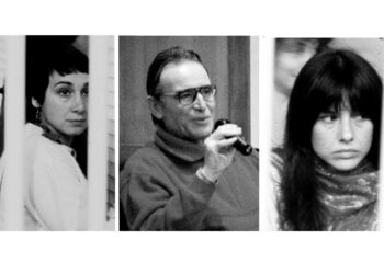 Una combo di brigatisti rossi coinvolti nel rapimento Moro. Da sinistra, Anna Laura Braghetti, Prospero Gallinari, Adriana Faranda