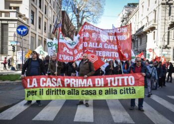 Una protesta contro gli sfratti