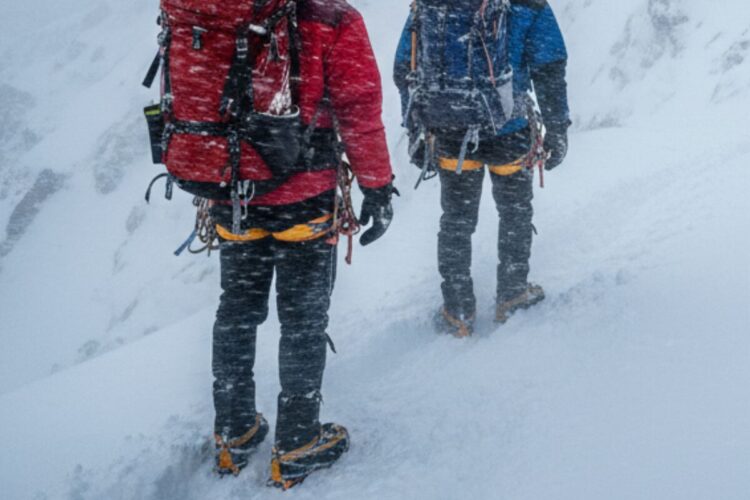 Due alpinisti sul monte Panbari in Nepal
