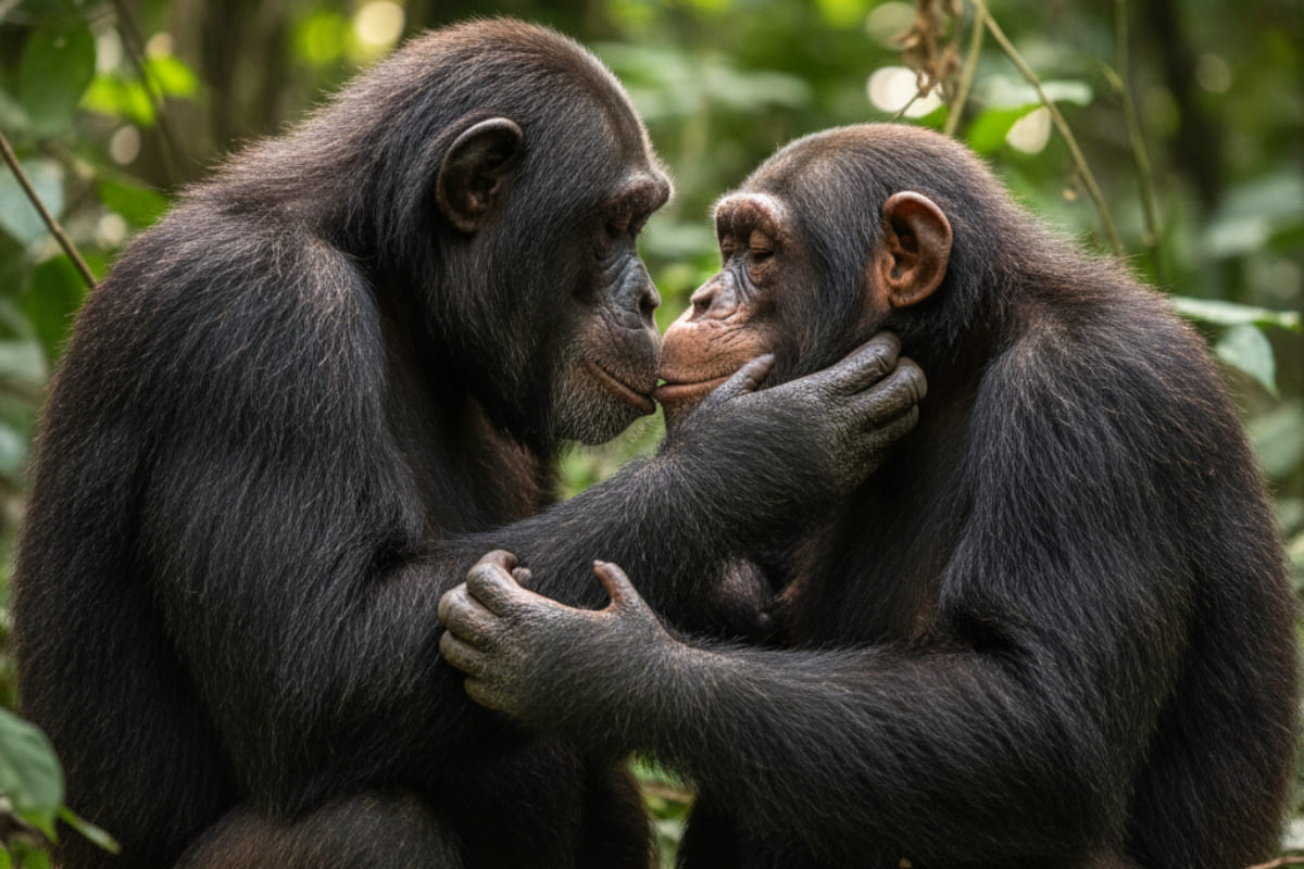 Un bacio tra scimmie