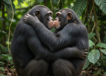 Un bacio tra scimmie