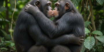 Un bacio tra scimmie