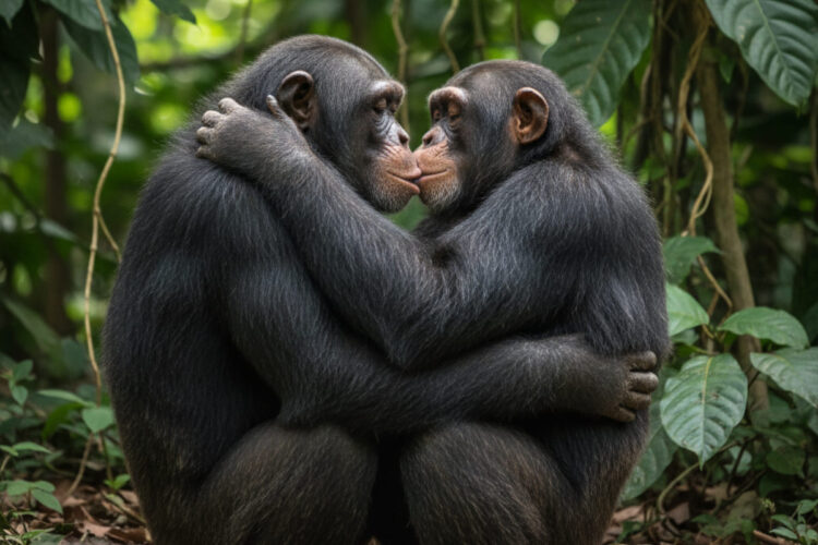 Un bacio tra scimmie