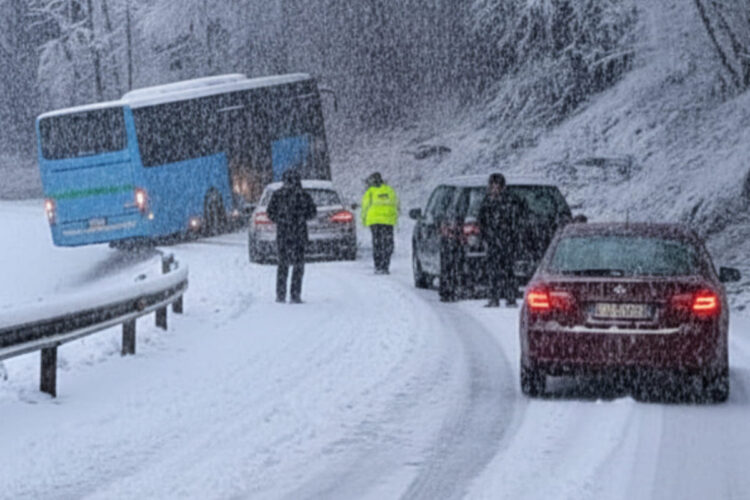 Bergamo, bus carico di studenti scivola sulla neve: la situazione