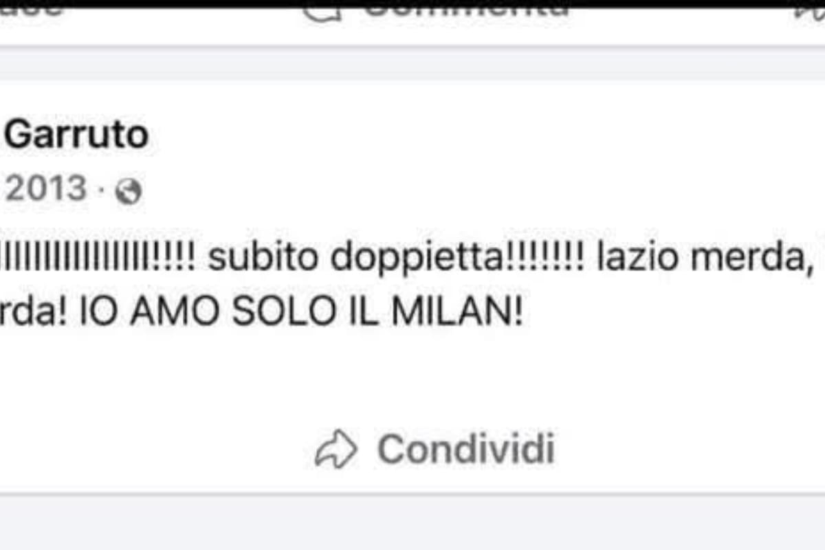 Il post Facebook di Giacomo Garruto, nuovo falconiere della Lazio