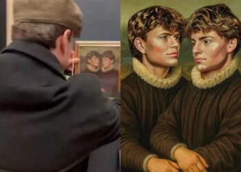 I tiktoker Neal e Senne appendono un loro quadro al Louvre