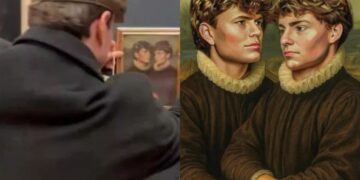 I tiktoker Neal e Senne appendono un loro quadro al Louvre