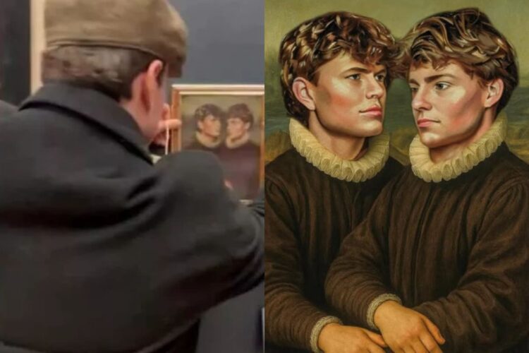 I tiktoker Neal e Senne appendono un loro quadro al Louvre