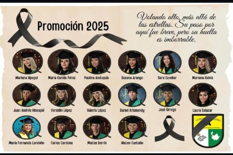 Gli studenti del liceo Antioqueño che hanno perso la vita nell'incidente