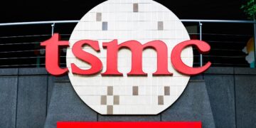 Il logo dell'azienda produttrice di chip Taiwan Semiconductor Manufacturing Company