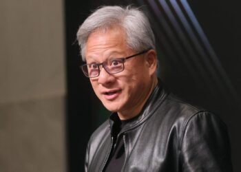 Un primo piano di Jensen Huang