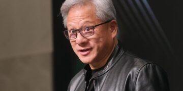 Un primo piano di Jensen Huang