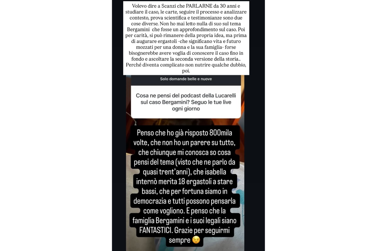 La storia di Selvaggia Lucarelli su Instagram