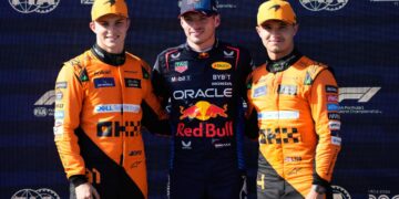 Oscar Piastri, Max Verstappen e Lando Norris